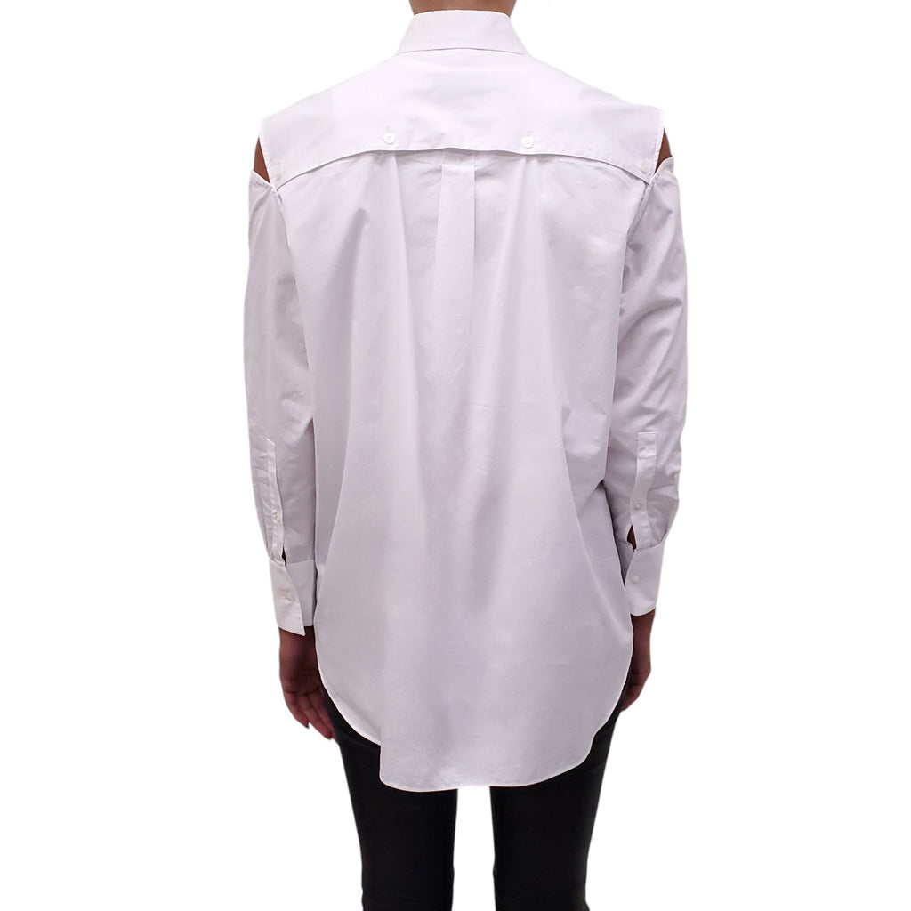 VALENTINO WHITE COTTON BLOUSE WITH CUTOUT DETAIL - SIZE 38