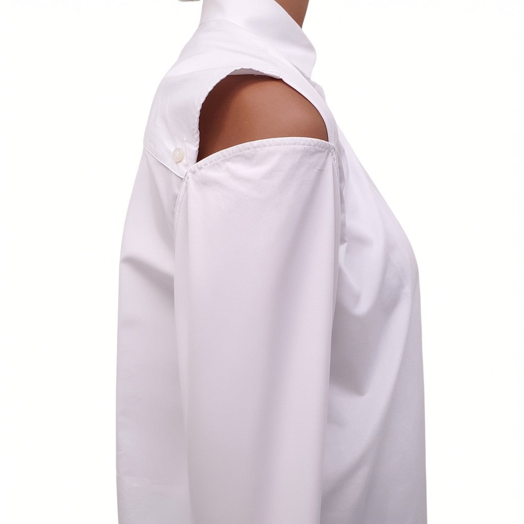 VALENTINO WHITE COTTON BLOUSE WITH CUTOUT DETAIL - SIZE 38