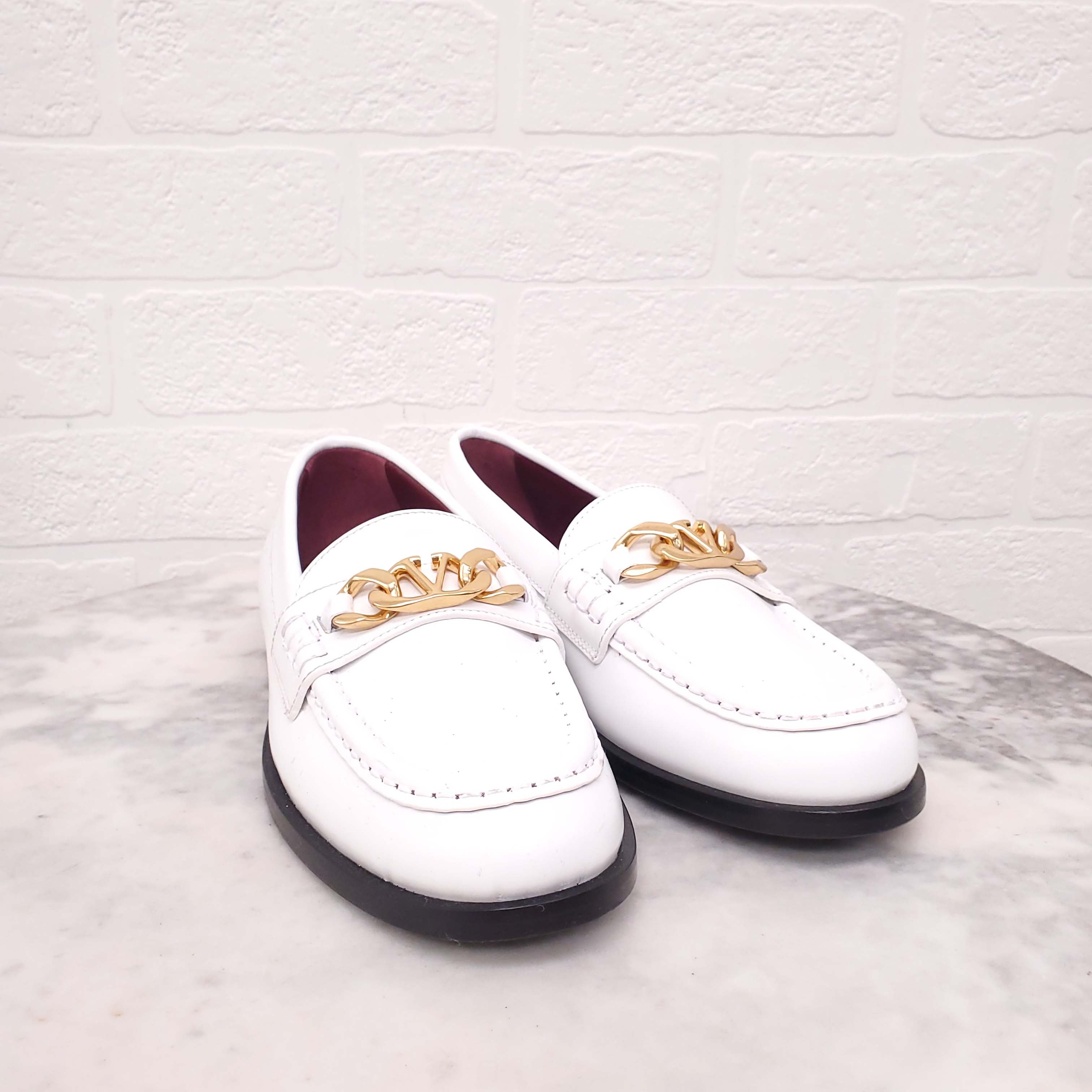 VALENTINO WHITE LOGO LOAFERS - SIZE 36