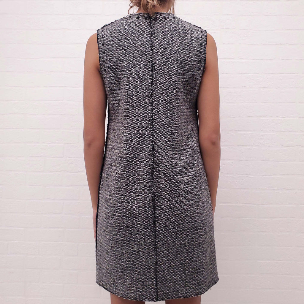 VALENTINO TWEED DRESS WITH BLACK GROMMETS - SIZE 8