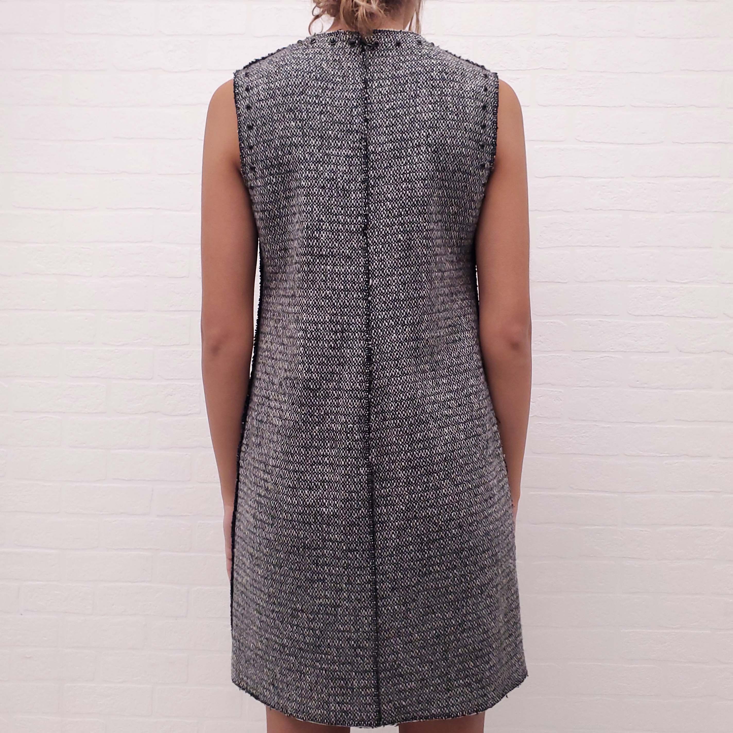 VALENTINO TWEED DRESS WITH BLACK GROMMETS - SIZE 8