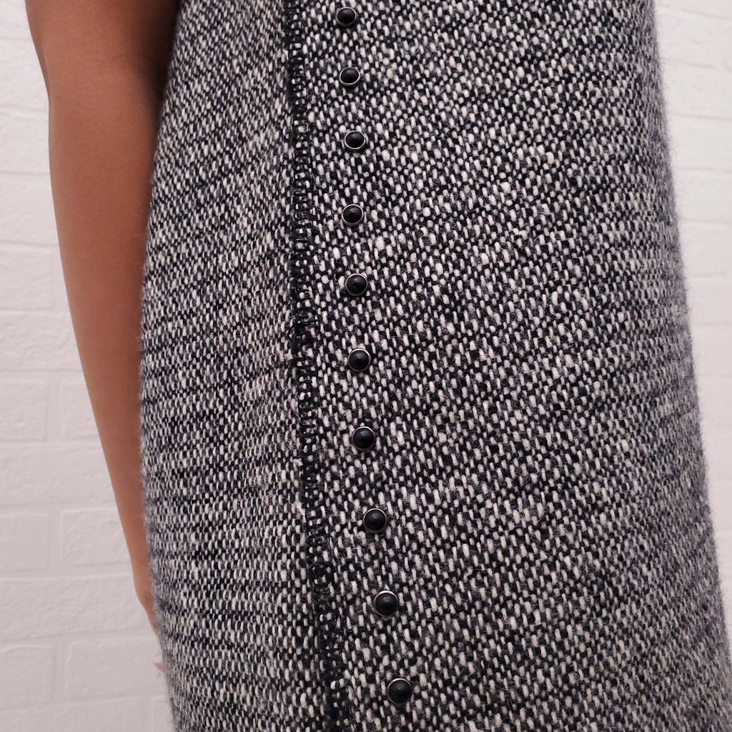 VALENTINO TWEED DRESS WITH BLACK GROMMETS - SIZE 8