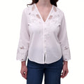 VERONICA BEARD BLOUSE WITH EYELET DETAIL - SIZE 6
