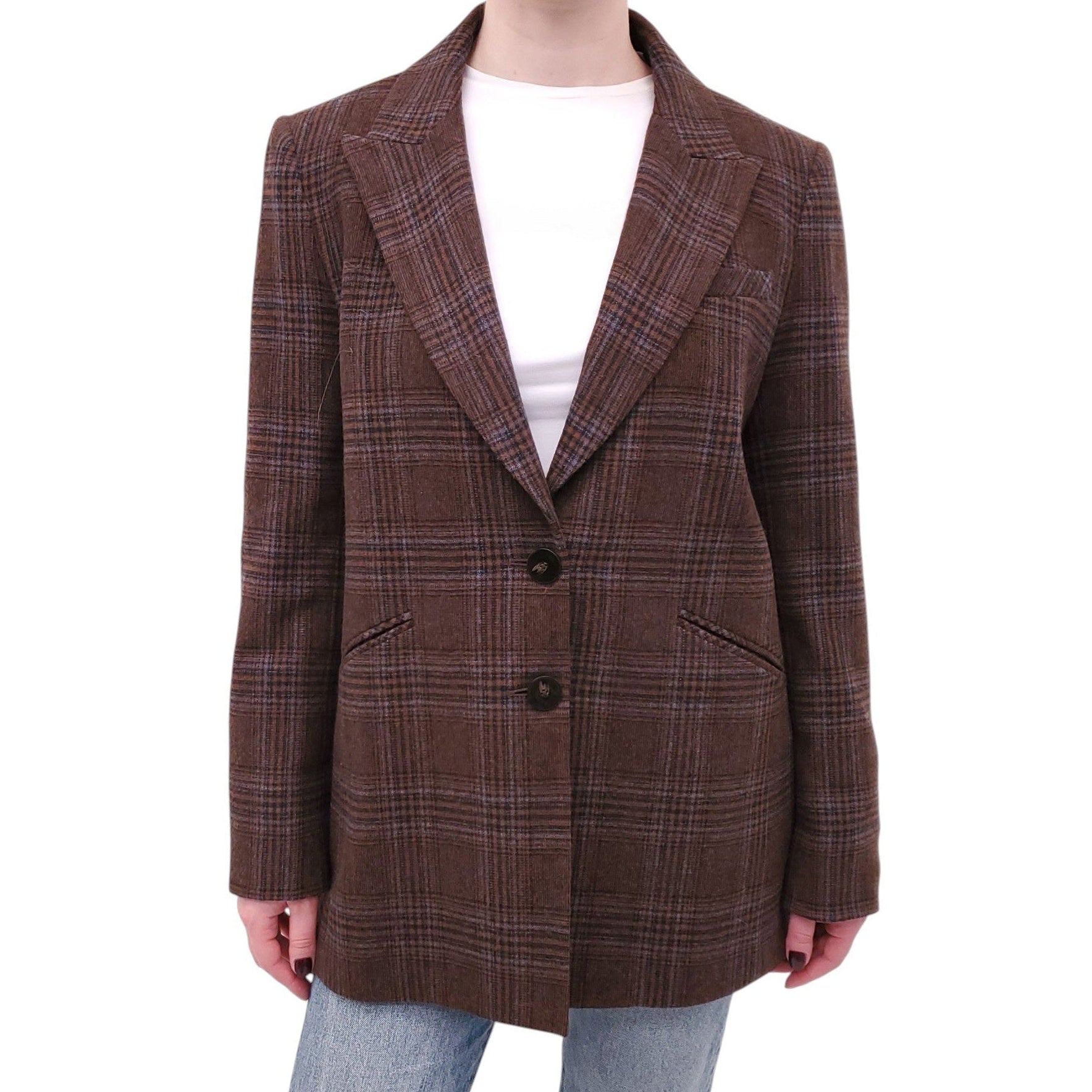 VERONICA BEARD BROWN PLAID BLAZER - SIZE 10