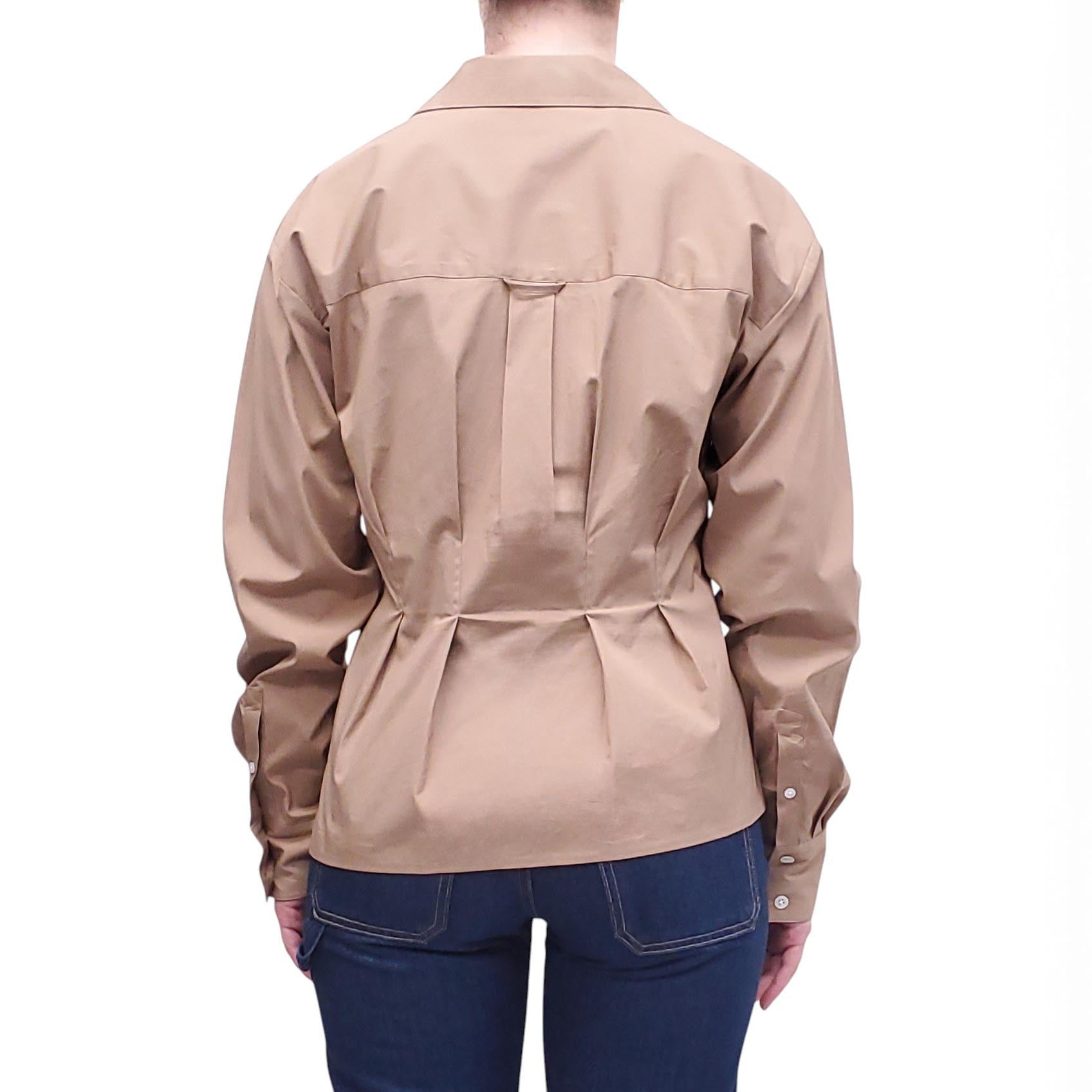 VERONICA BEARD BUTTON UP BLOUSE WITH PEPLUM DETAIL - SIZE 6