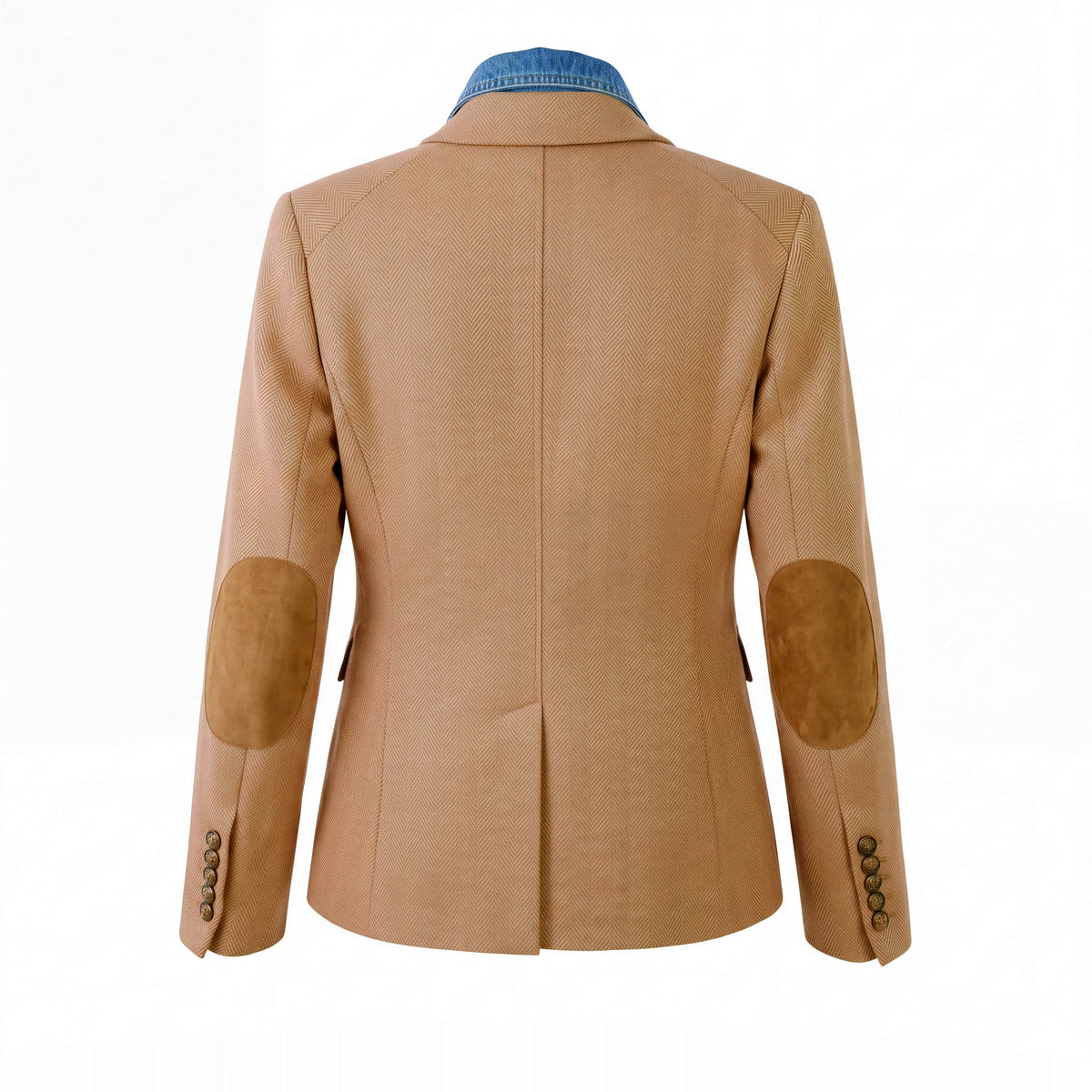 VERONICA BEARD ELBOW PATCHED DETAIL BLAZER WITH DENIM DICKIE - SIZE 4