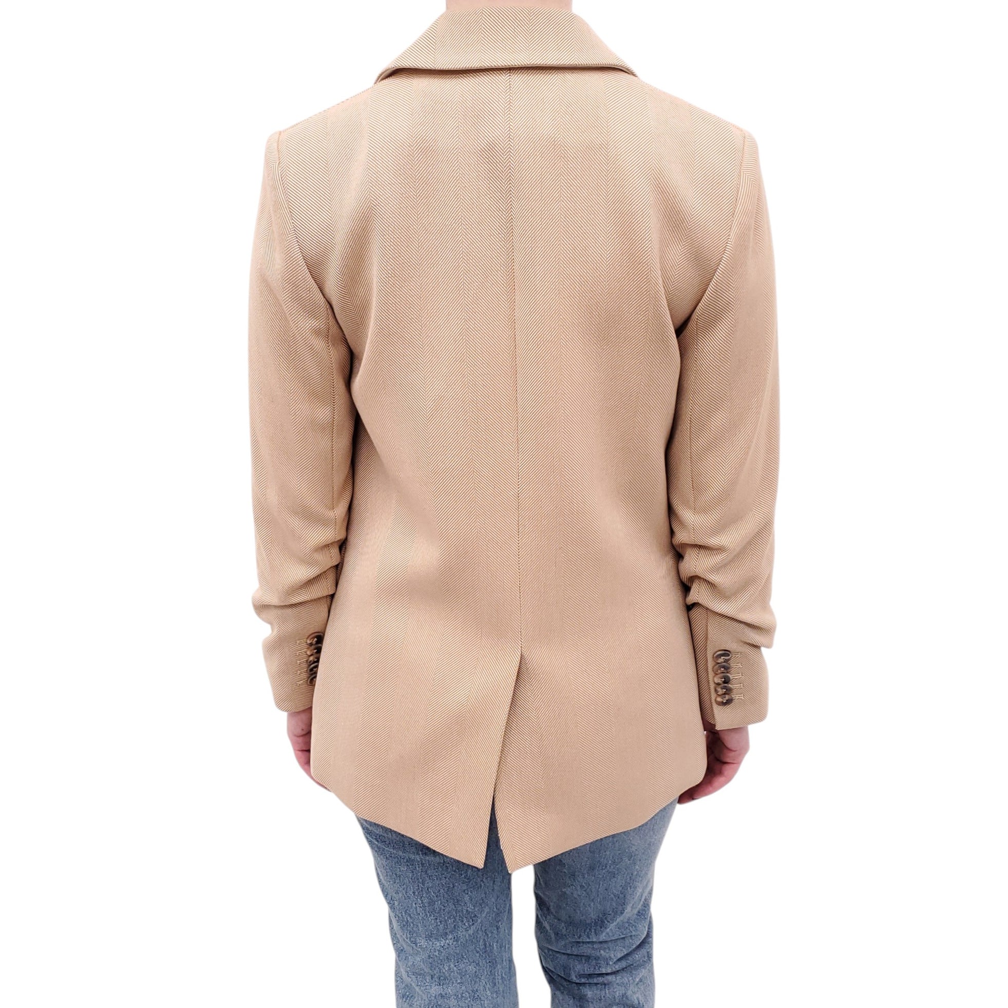 VERONICA BEARD KHAKI BLAZER WITH RUCHED SLEEVES - SIZE 4