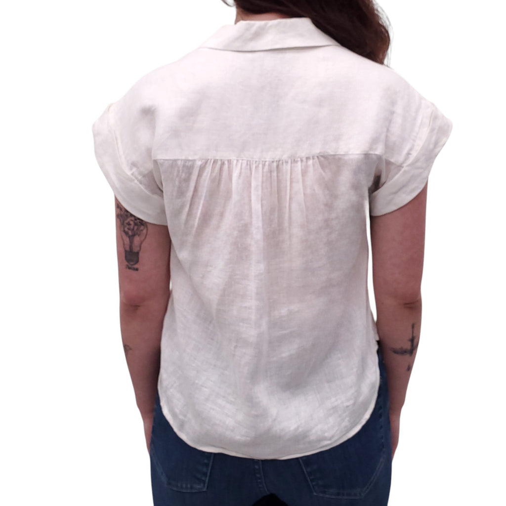 VERONICA BEARD LINEN SHORT SLEEVE BLOUSE - SIZE XS