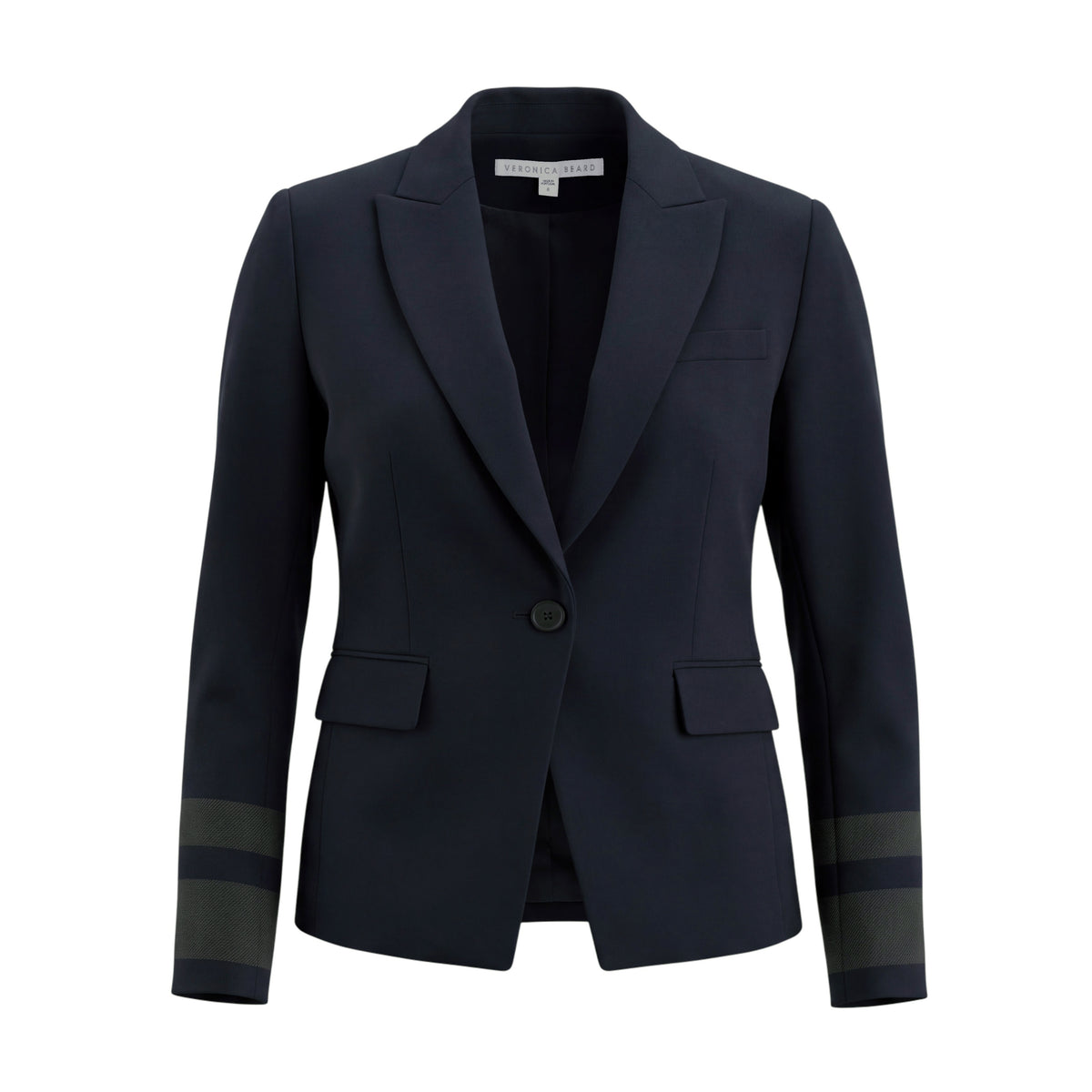 VERONICA BEARD NAVY BLAZER WITH ARMY GREEN WRIST DETAIL - SIZE 8
