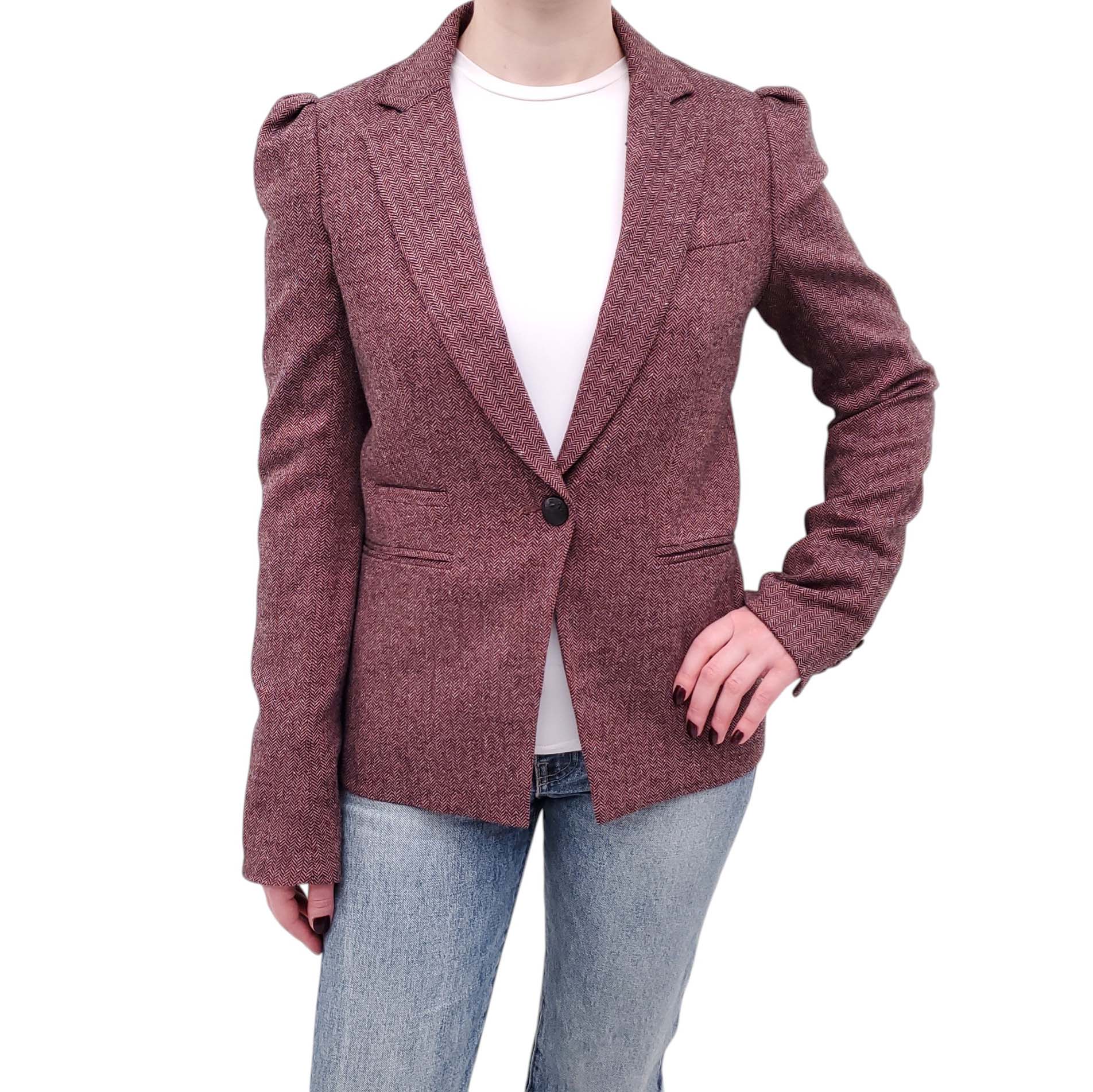VERONICA BEARD PINK HOUNDSTOOTH BLAZER - SIZE 8