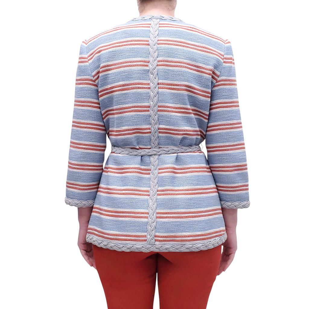 VERONICA BEARD STRIPED BELTED JACKET - SIZE 6
