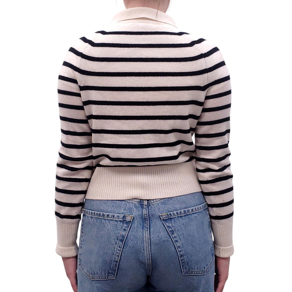 VERONICA BEARD STRIPED CASHMERE CARDIGAN - SIZE S