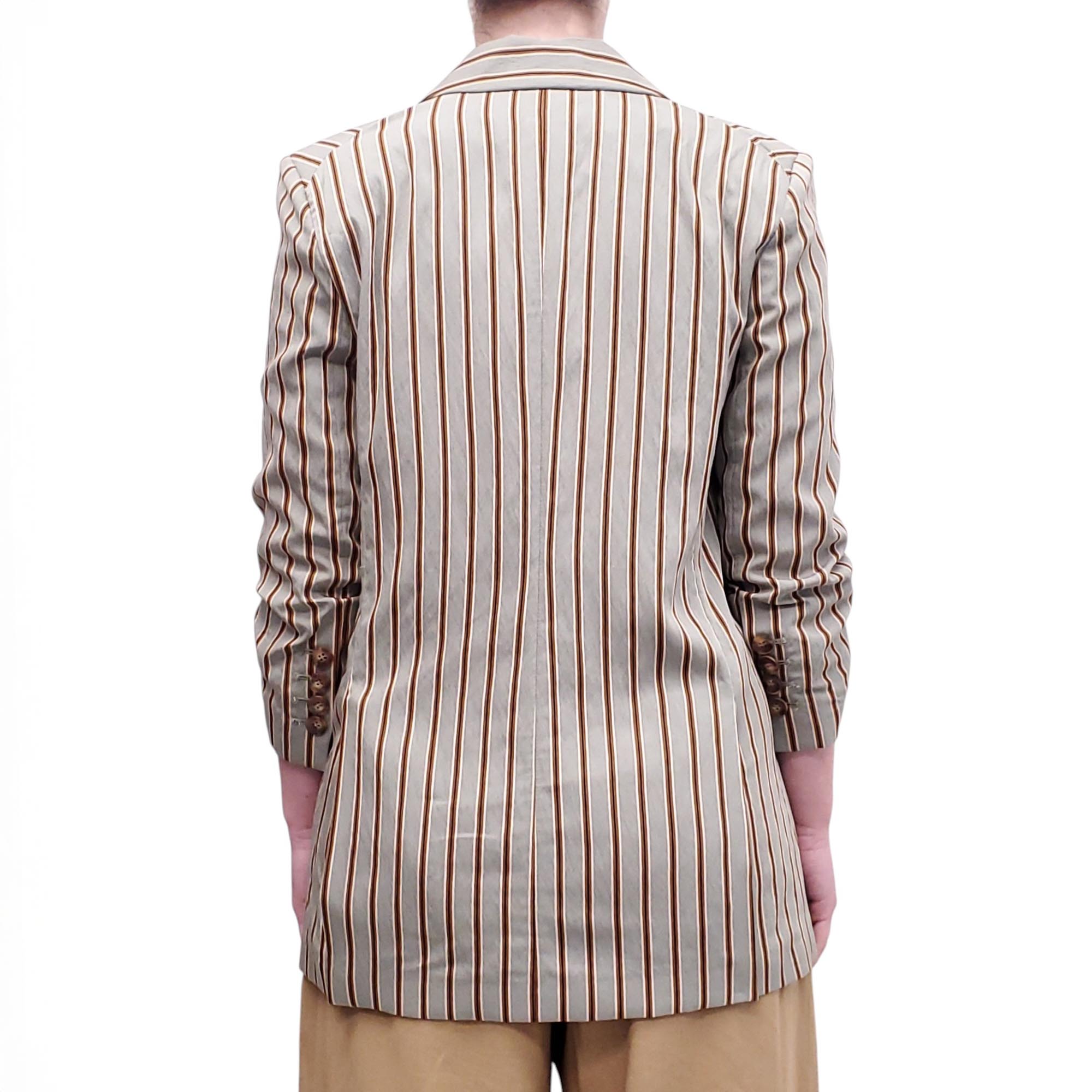 VERONICA BEARD STRIPED JACKET WITH RUCHED SLEEVE DETAIL - SIZE 8