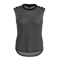 VERONICA BEARD STRIPED SLEEVELESS T-SHIRT WITH BUTTON DETAILS - SIZE S