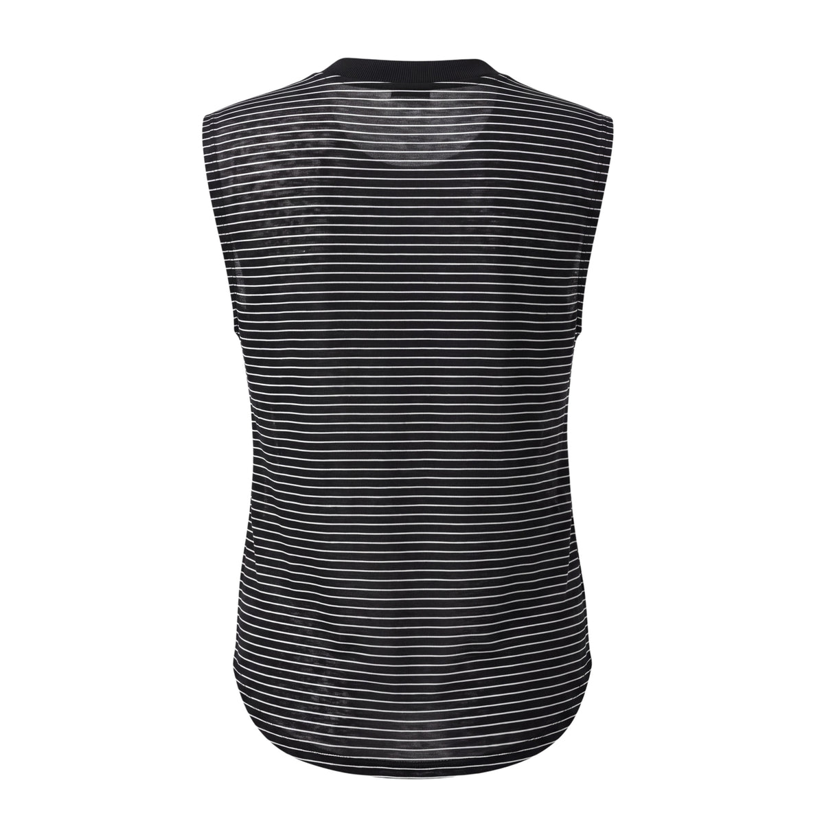 VERONICA BEARD STRIPED SLEEVELESS T-SHIRT WITH BUTTON DETAILS - SIZE S