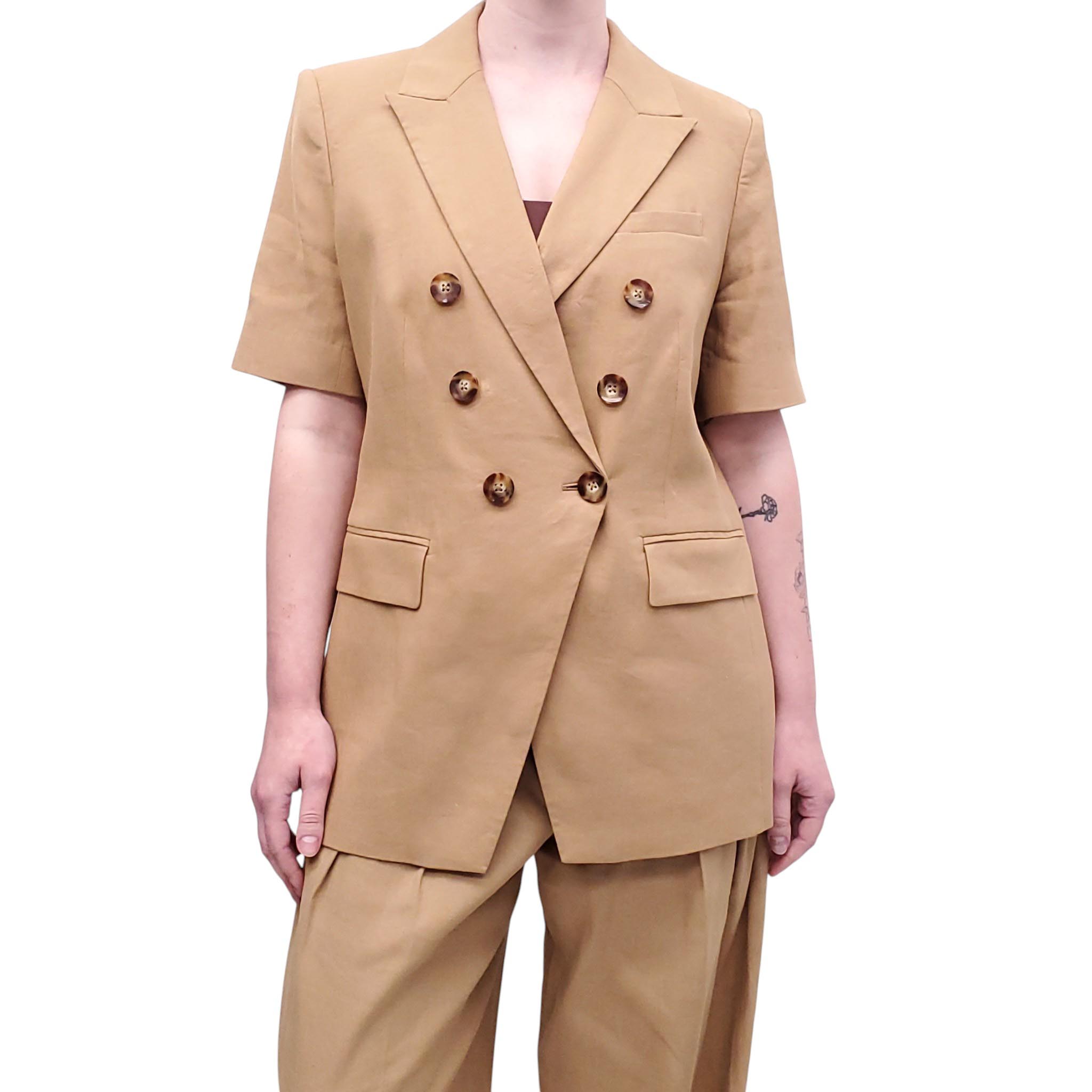 VERONICA BEARD TAUPE SHORT SLEEVE BLAZER - SIZE 10