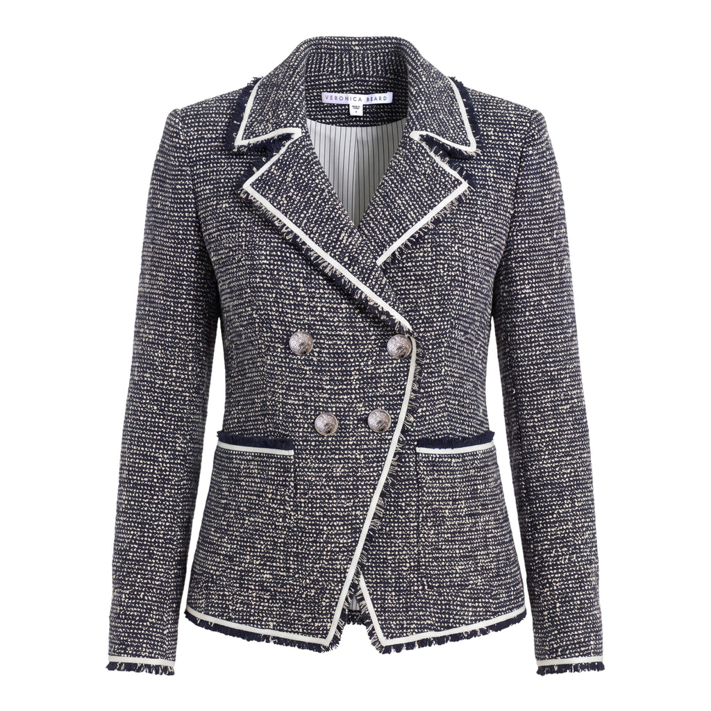 VERONICA BEARD TWEED BLAZER WITH SILVER BUTTONS - SIZE 4