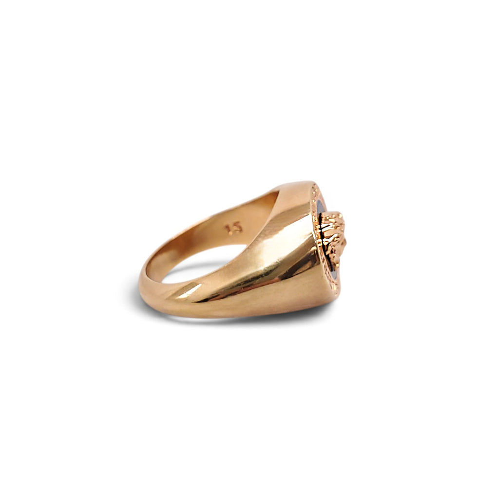 VERSACE BLACK AND GOLD MEDUSA RING - SIZE 15