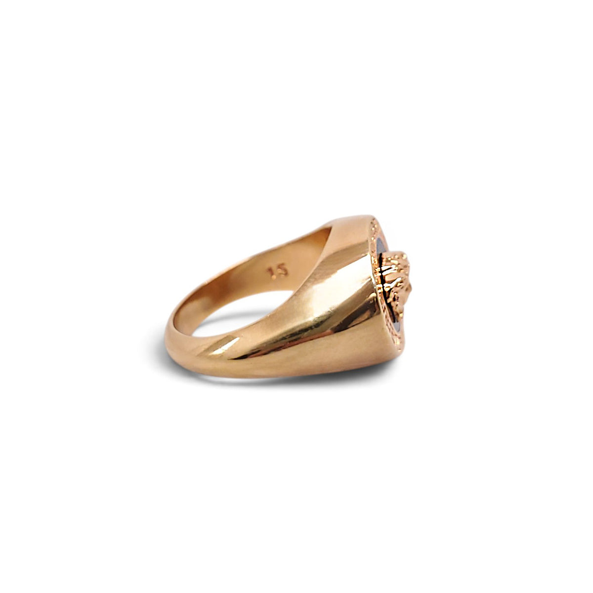 VERSACE BLACK AND GOLD MEDUSA RING - SIZE 15