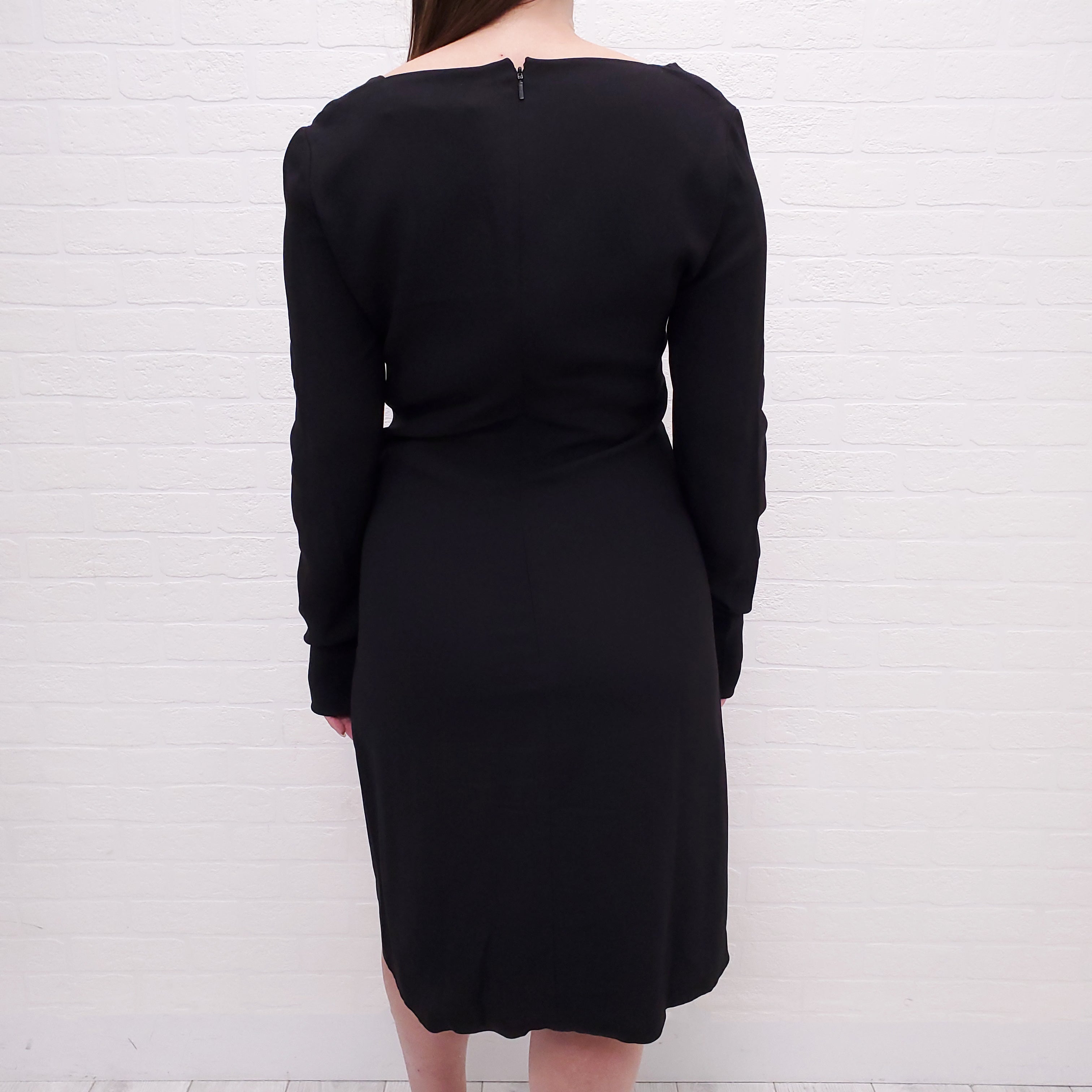 VERSACE BLACK GOLD PIN MEDUSA DRESS - SIZE 42