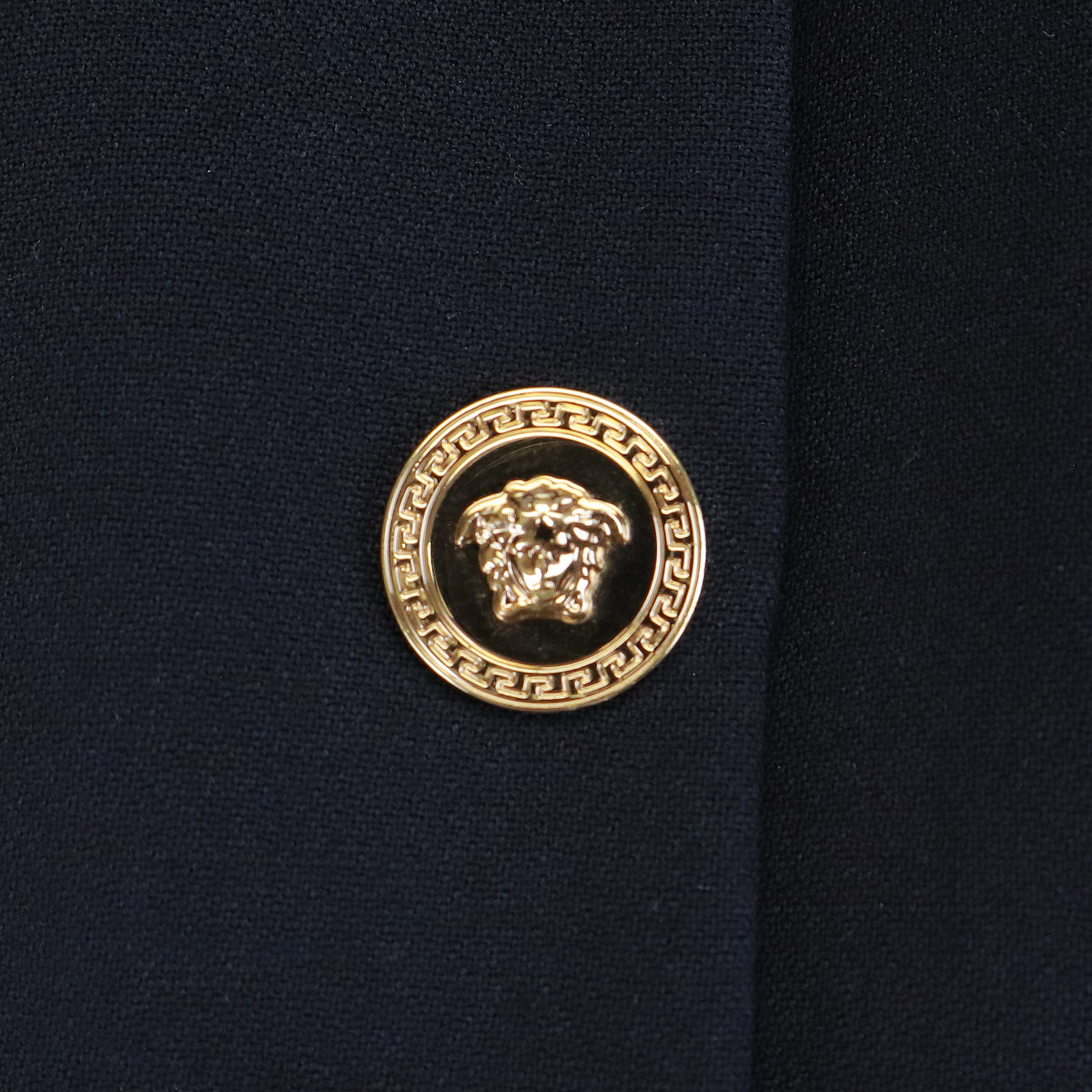 VERSACE BLACK KEYHOLE JACKET WITH GOLD MEDUSA BUTTONS - SIZE 38