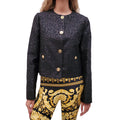 VERSACE BLACK TEXTURED JACKET WITH GOLD LOGO BUTTONS - SIZE 44