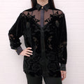 VERSACE BLACK VELVET BLOUSE WITH MEDUSA BUTTONS - SIZE 38