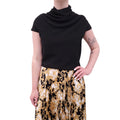 VERSACE BLACK 'CADY' DRAPED-NECK TOP - SIZE 40