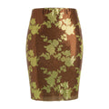VERSACE BROWN AND GREEN FLORAL CHAINMAIL SKIRT - SIZE 38