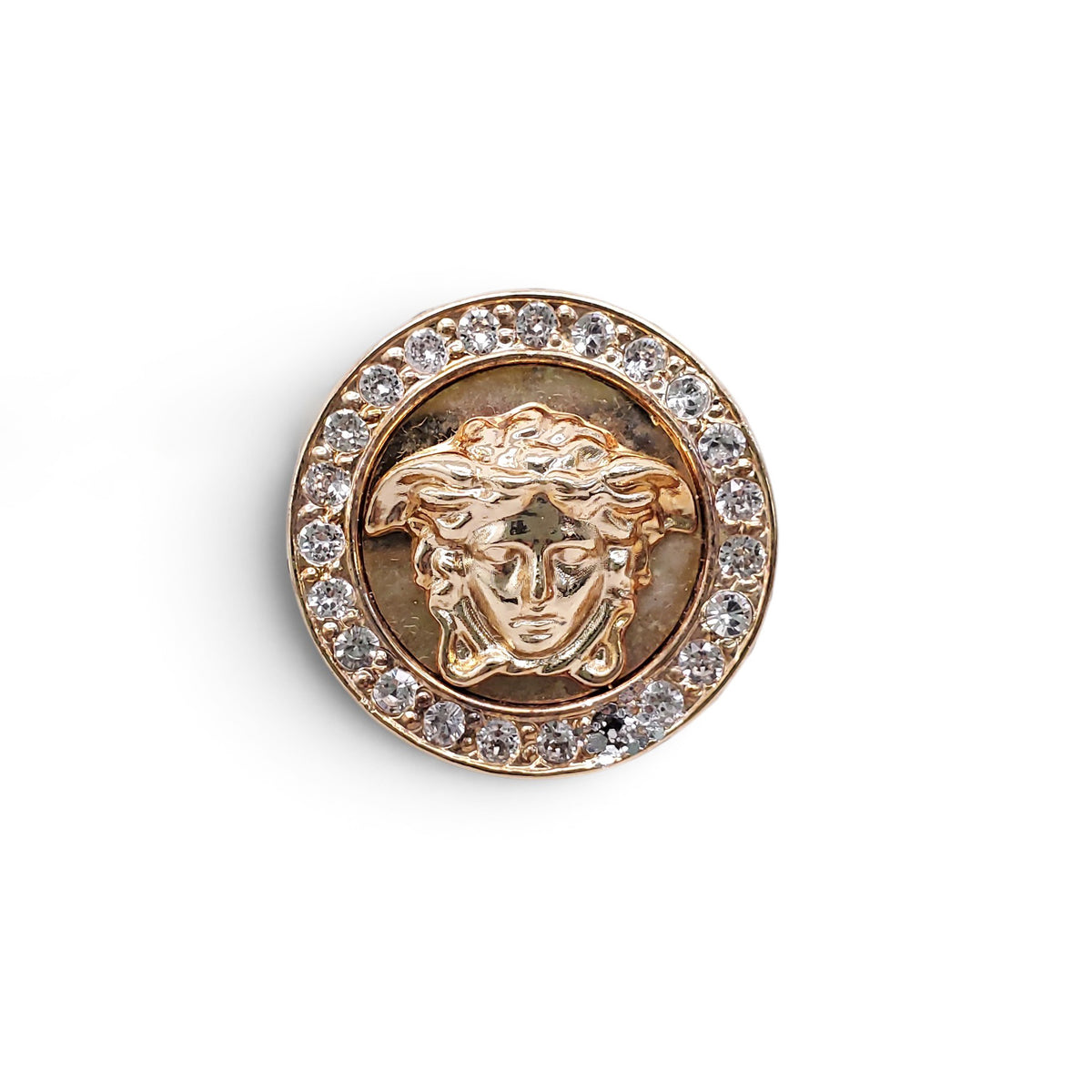 VERSACE GOLD WOMEN'S EMBELLISHED CRYSTAL MEDUSA RING - SIZE 8