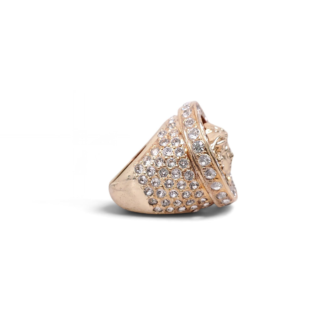 VERSACE GOLD WOMEN'S EMBELLISHED CRYSTAL MEDUSA RING - SIZE 8