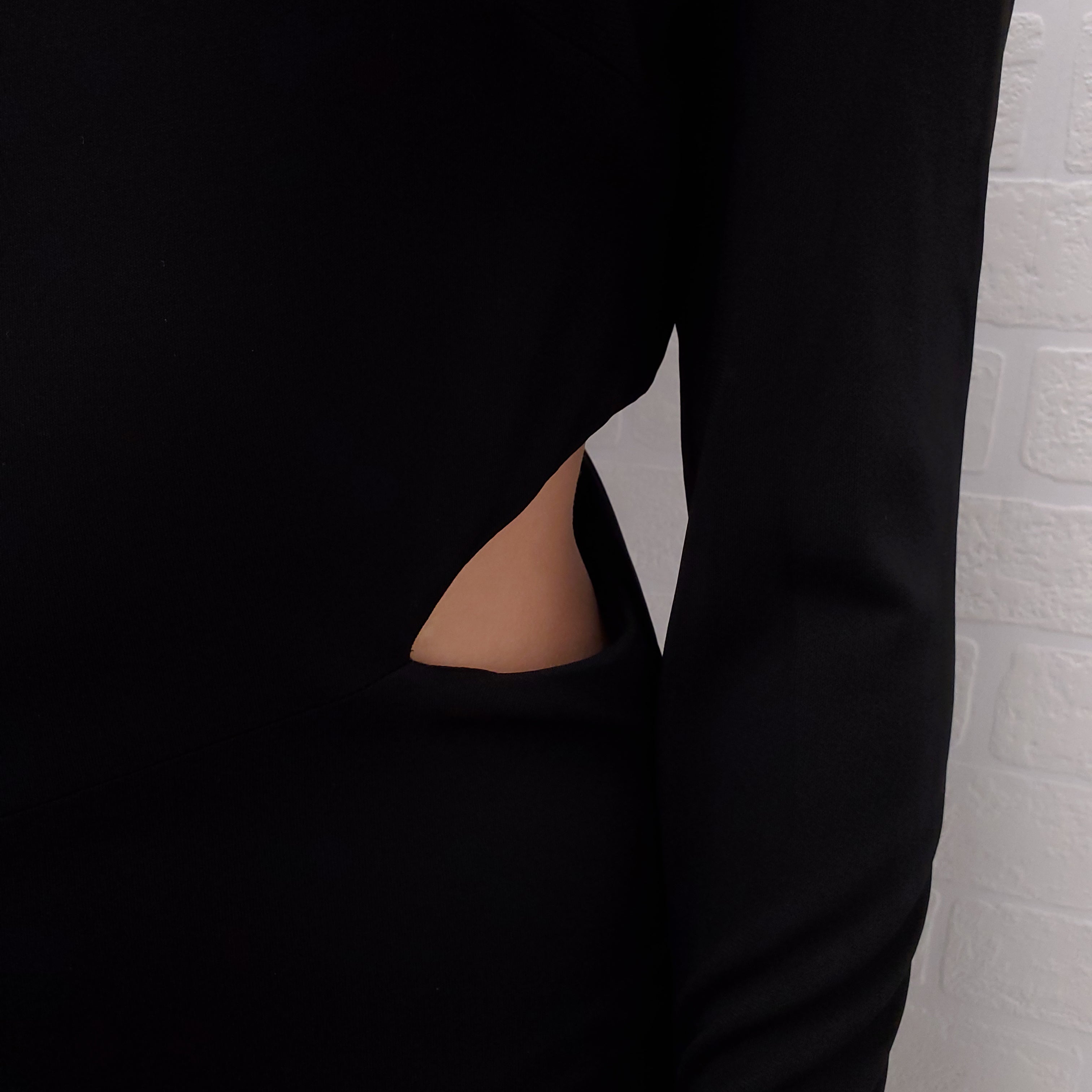 VERSACE HOODED DRESS WITH CUTOUT DETAIL - SIZE 44