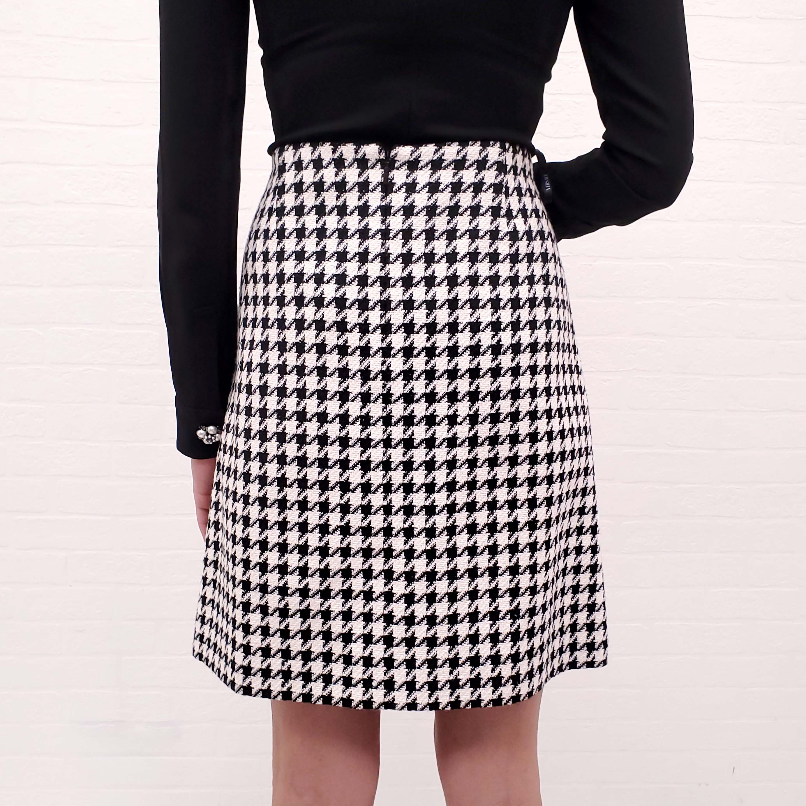 VERSACE HOUNDSTOOTH SKIRT WITH MEDUSA - SIZE 46