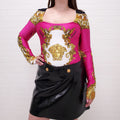 VERSACE MEDUSA RENAISSANCE PRINT BODYSUIT BLACK/GOLD/WHITE - SIZE 44