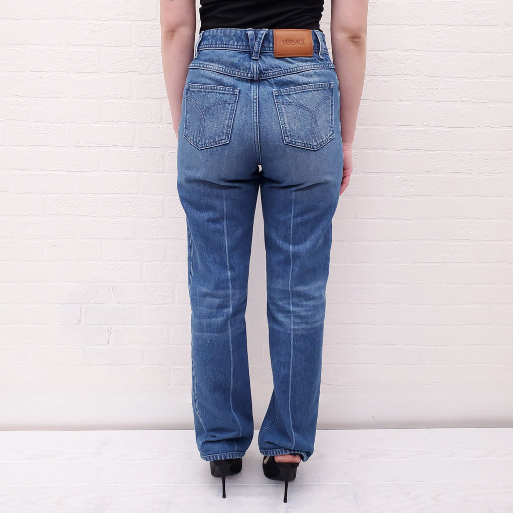 VERSACE MEDUSA ’95 STRAIGHT JEANS WITH SILVER MEDUSA - SIZE 24