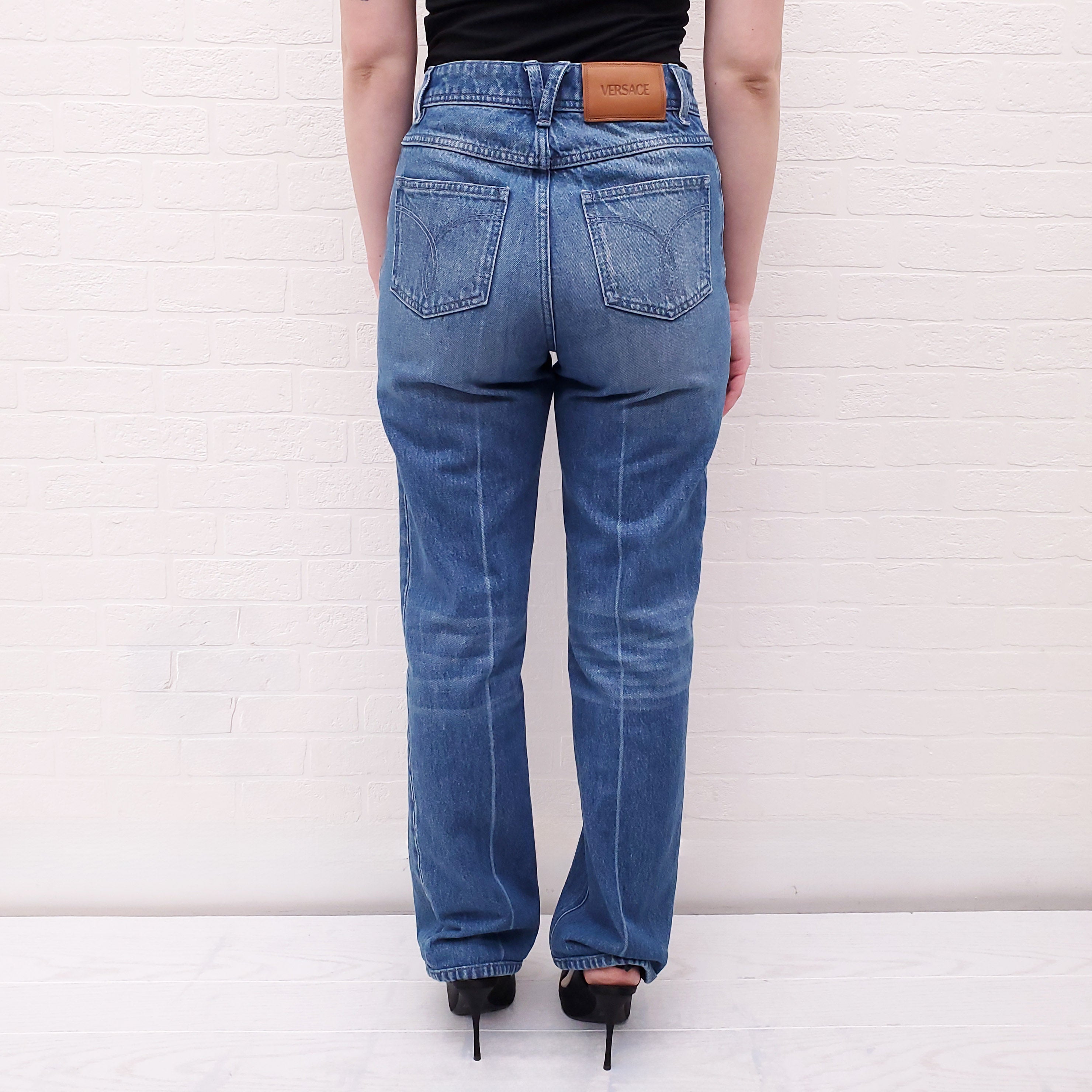 VERSACE MEDUSA ’95 STRAIGHT JEANS WITH SILVER MEDUSA - SIZE 24