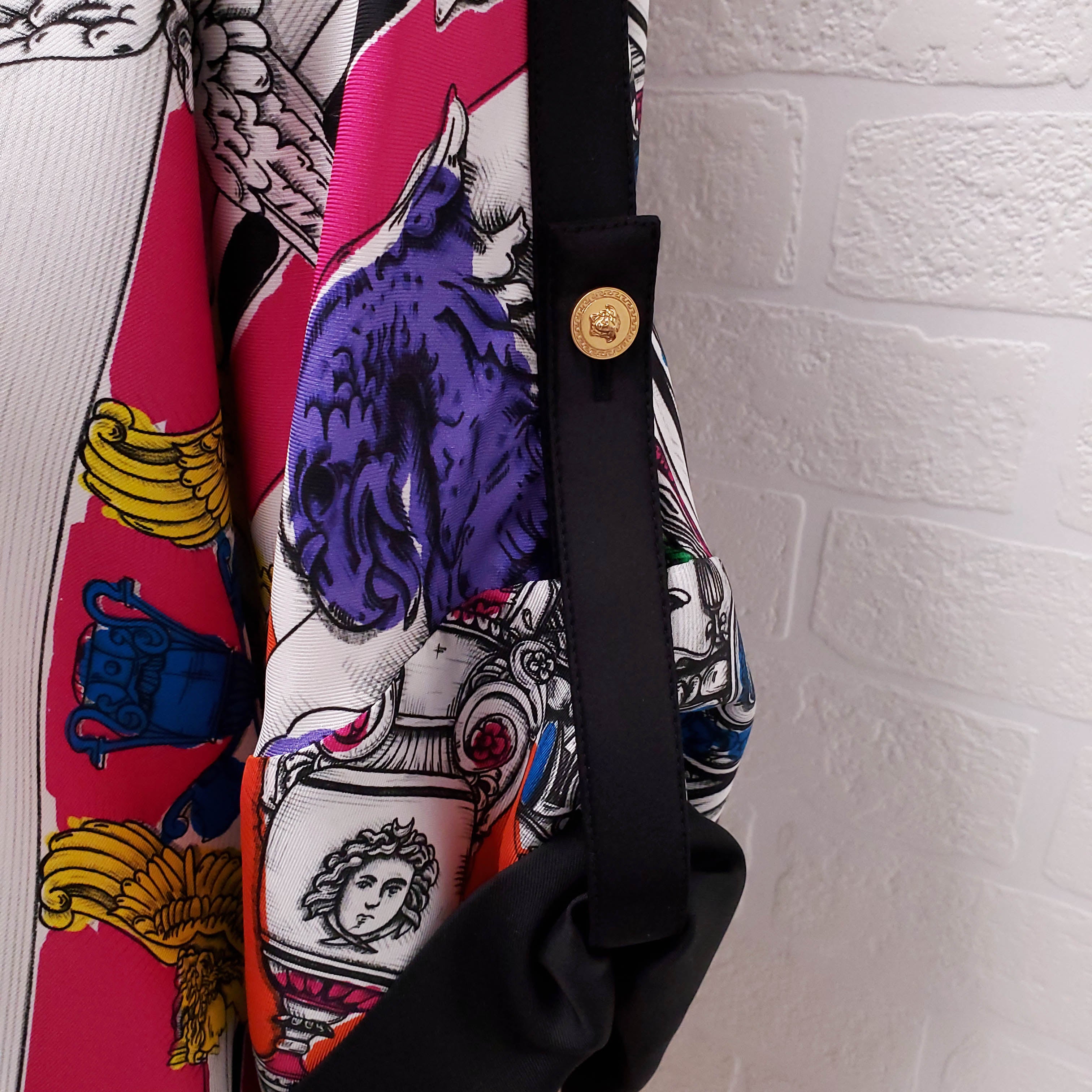 VERSACE MULTI-COLOUR SILK PATTERNED BLOUSE - SIZE 46