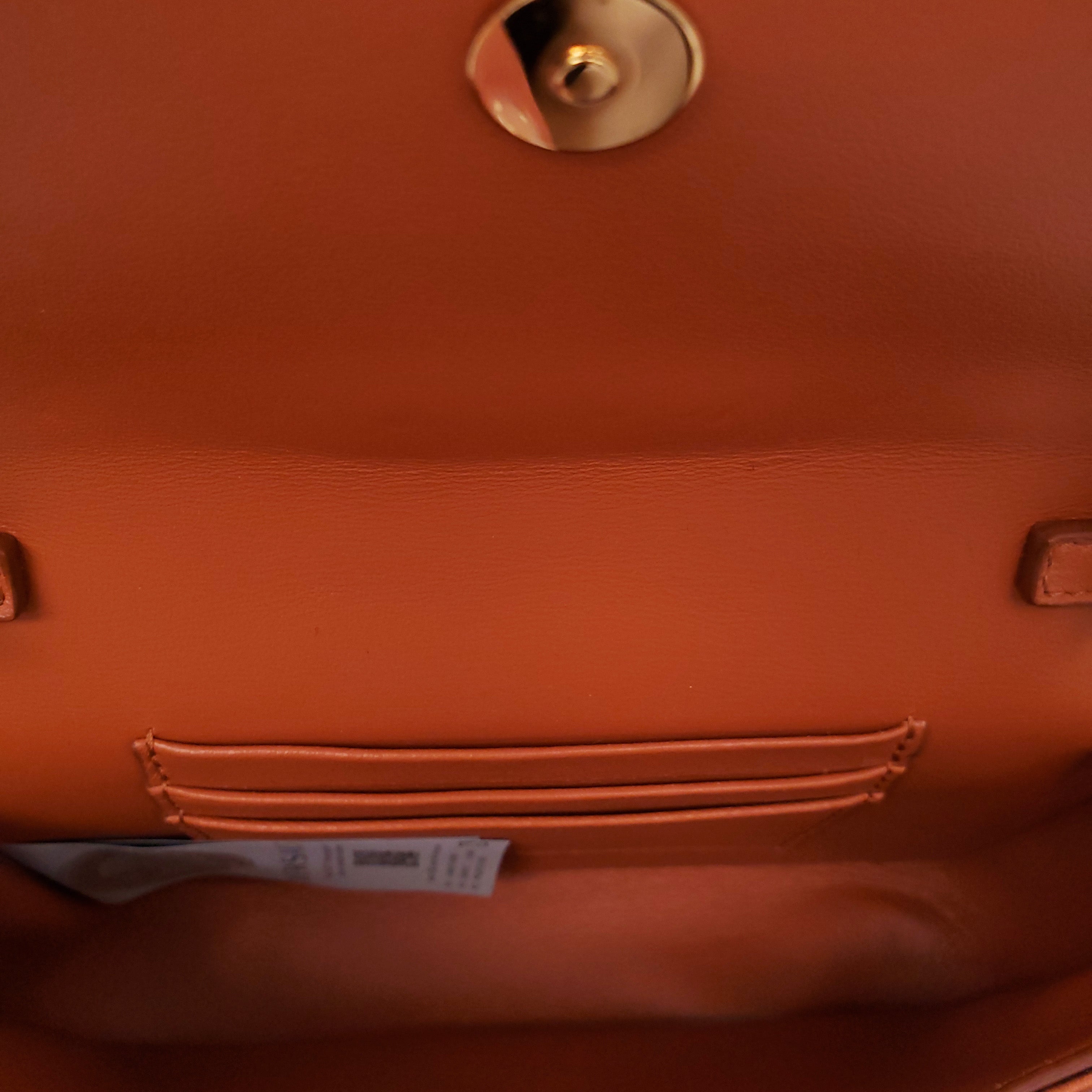 VERSACE ORANGE MINI VIRTUS CRYSTAL PAVÉ EVENING BAG