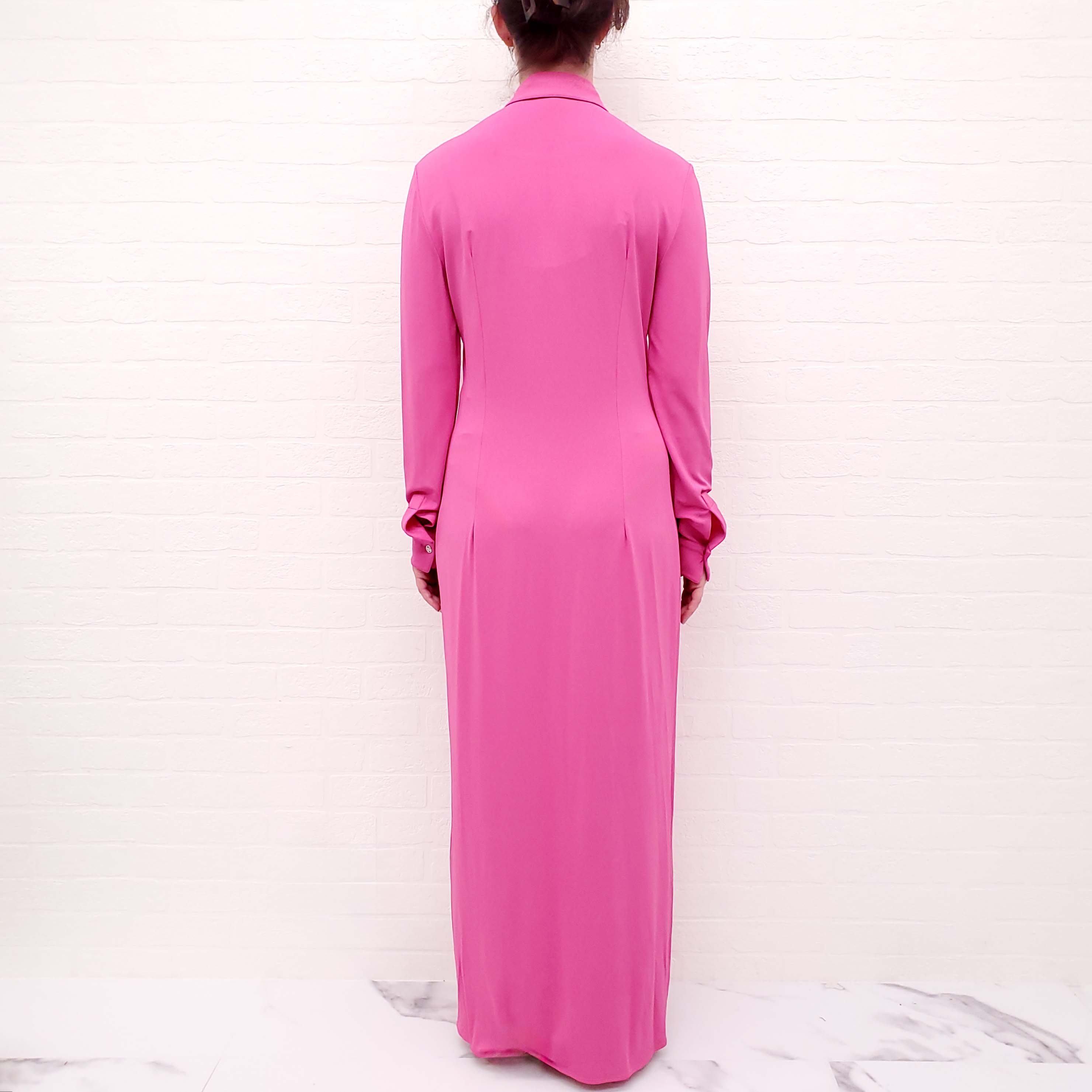 VERSACE PINK FITTED MAXI SHIRT DRESS - SIZE 42