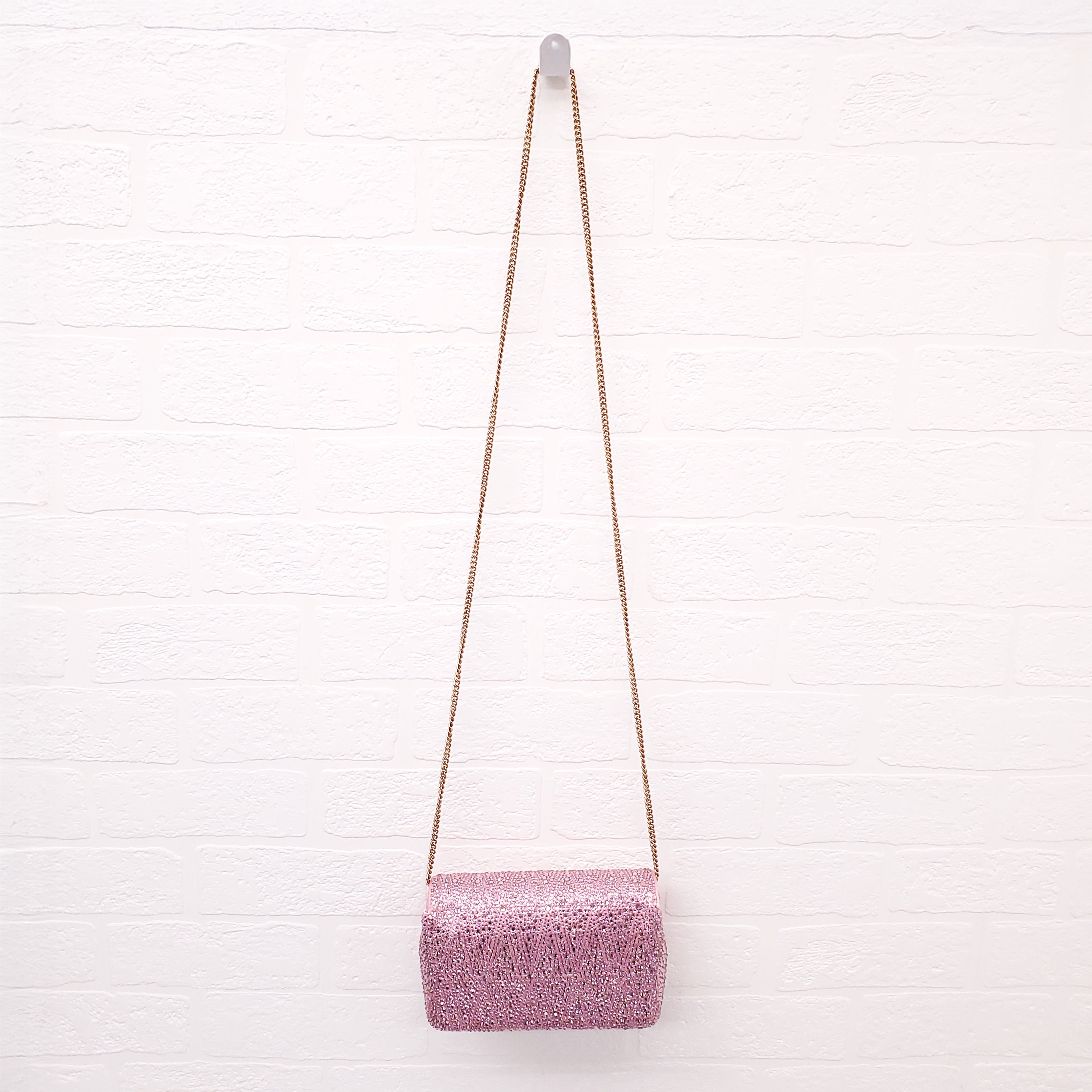 VERSACE PINK MINI VIRTUS CRYSTAL PAVÉ EVENING BAG