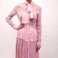 VERSACE PINK SILK 'BAROCCO' BLOUSE WITH TIE - SIZE 40
