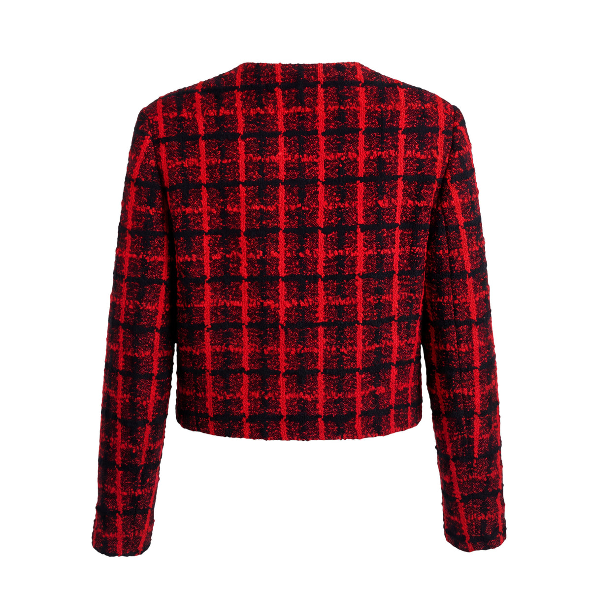 VERSACE RED AND BLACK TWEED BLAZER WITH MEDUSA BUTTONS - SIZE 46