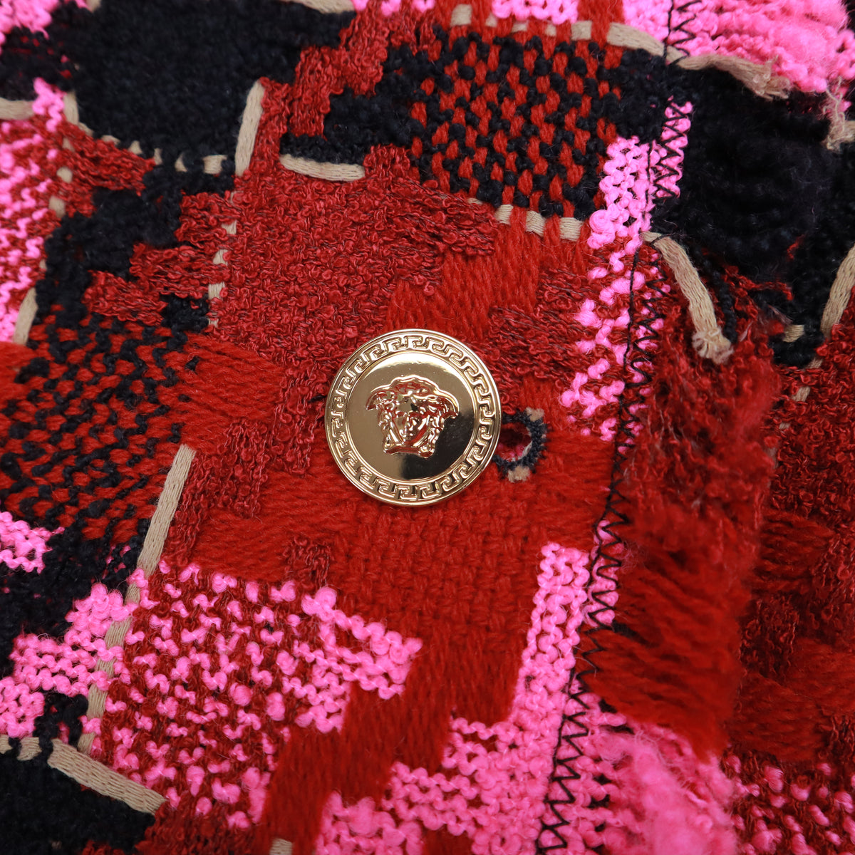 VERSACE RED AND PINK HOUNDSTOOTH BLAZER - SIZE 40