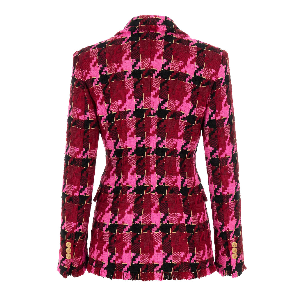 VERSACE RED AND PINK HOUNDSTOOTH BLAZER - SIZE 40