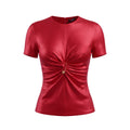 VERSACE RED SAFETY PIN GATHER TOP - SIZE 38