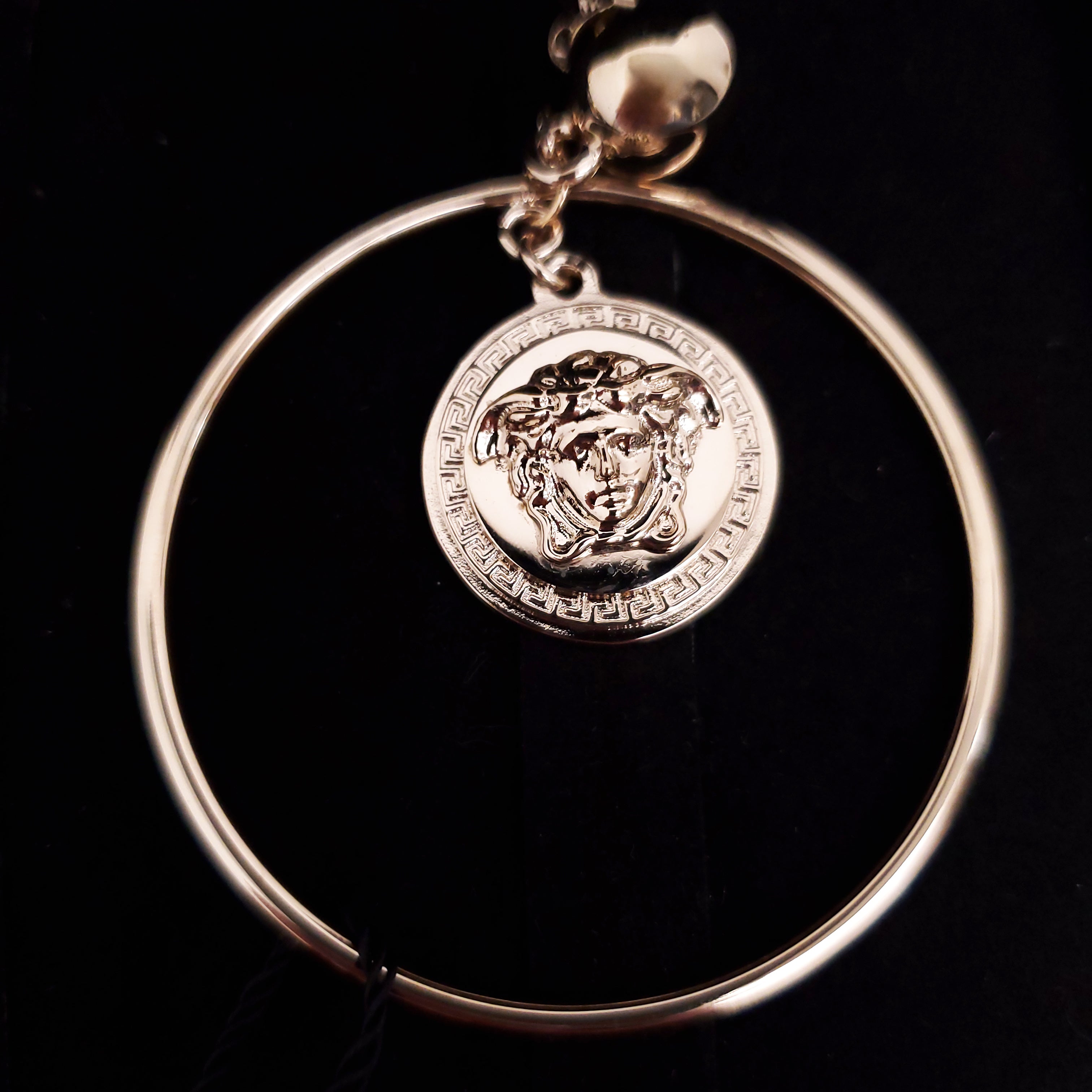 VERSACE ELECTRUM HOOP EARRINGS WITH MEDUSA EMBLEM