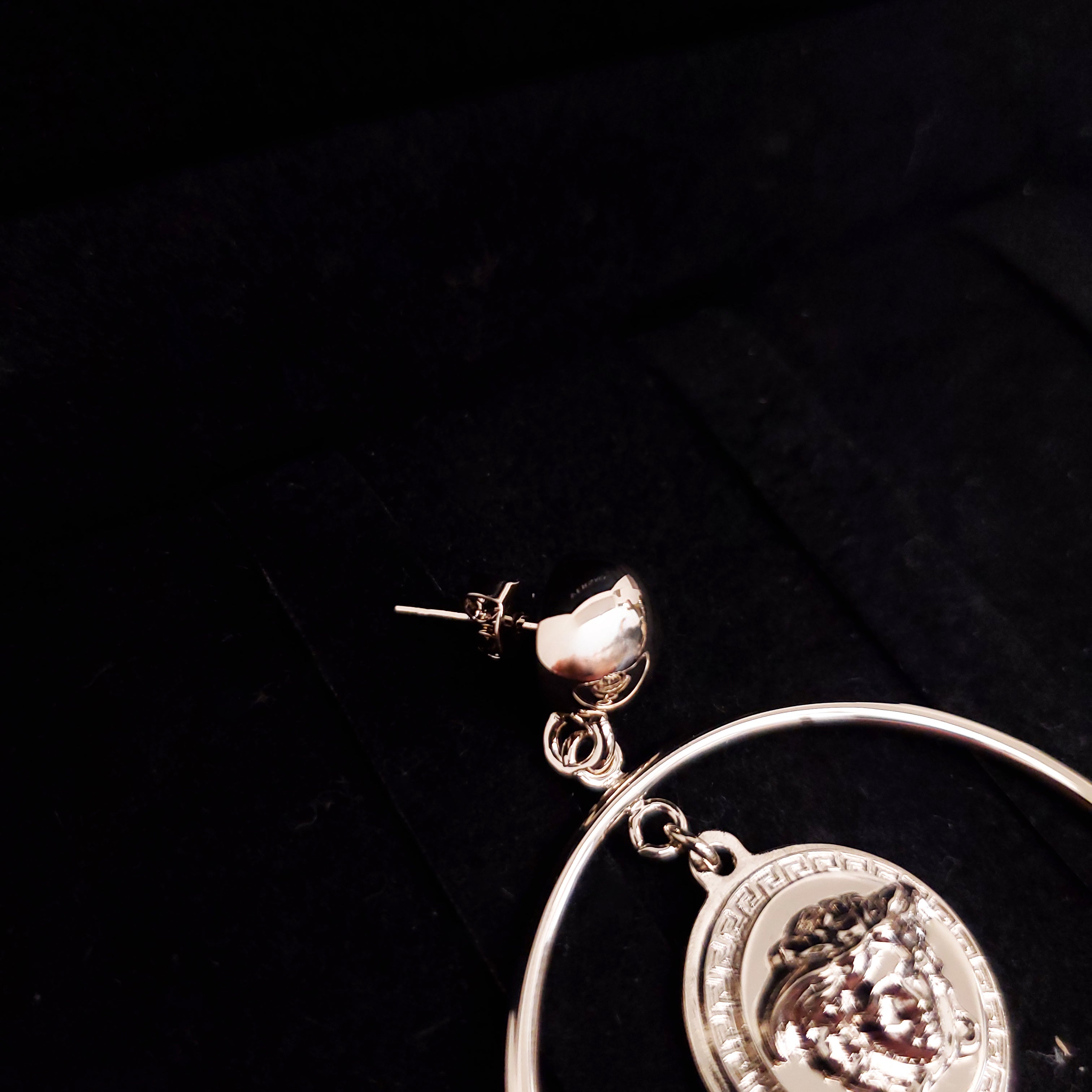 VERSACE ELECTRUM HOOP EARRINGS WITH MEDUSA EMBLEM