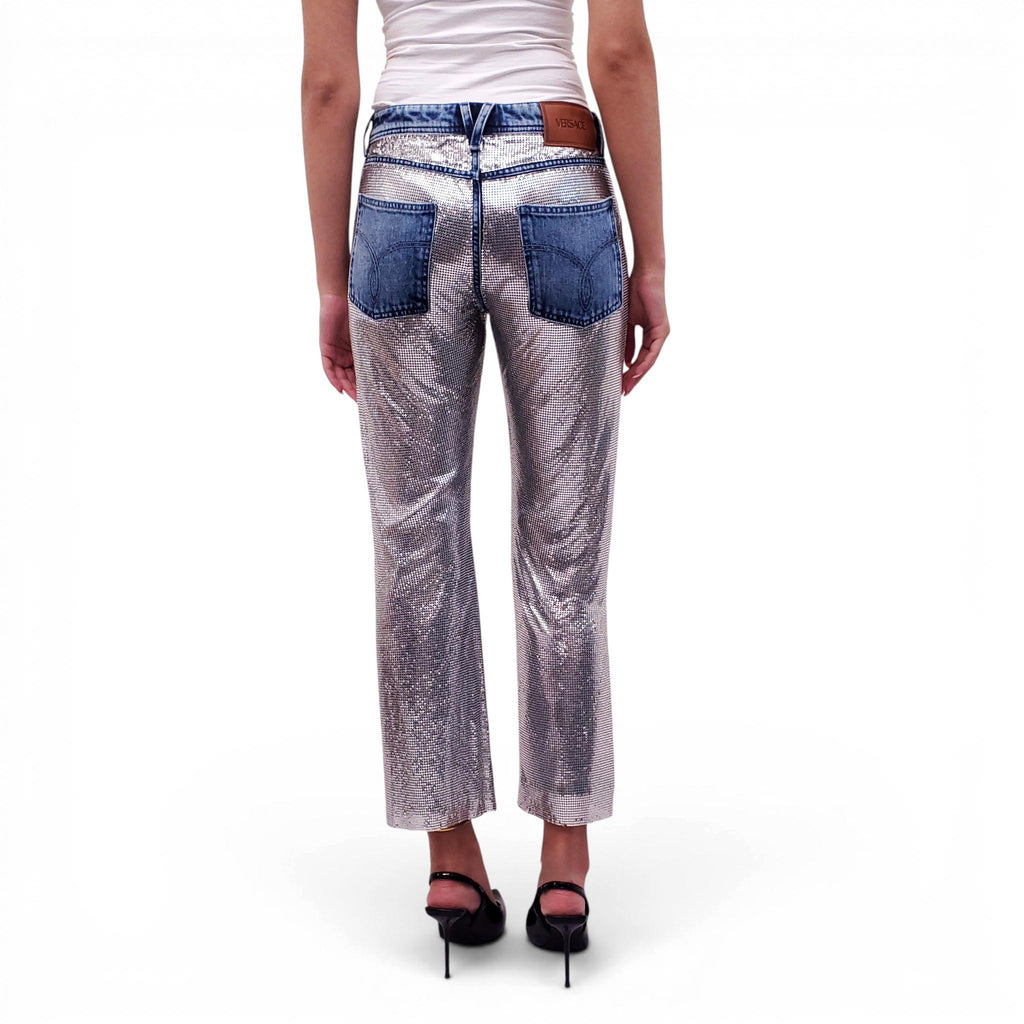 VERSACE SILVER METALLIC JEANS - SIZE 26