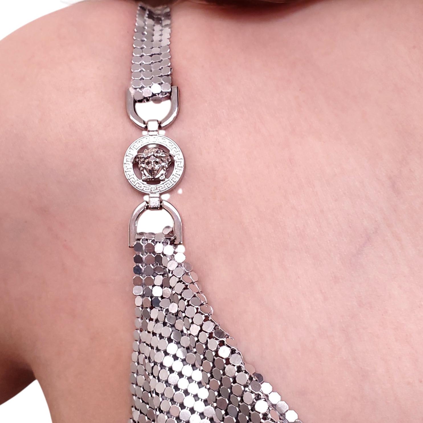 VERSACE SILVER METALLIC MINI DRESS - SIZE 40