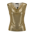 VERSACE SLEEVELESS DRAPED CHAINMAIL TOP - SIZE 36